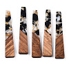 Transparent Resin & Walnut Wood Pendants RESI-N039-67F-1