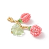 Glass Seed Beaded Berries & Leaf Pendants PALLOY-MZ01114-02-3