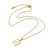 Ion Plating(IP) Rectangle with Initial Letter 304 Stainless Steel Pendant Necklace NJEW-R265-04G-J-3