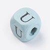 Natural Wood Printed Beads WOOD-Q030-37-2