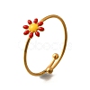 Daisy 304 Stainless Steel Enamel Open Cuff Rings for Women RJEW-M061-01G-02-2