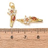 Brass Micro Pave Orange Red Cubic Zirconia Pendants CU-E003-10G-C-3