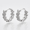Brass Micro Pave Cubic Zirconia Huggie Hoop Earring EJEW-N011-03P-1
