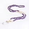Natural Amethyst and Natural Quartz Crystal Pendant Necklaces NJEW-I220-04-1