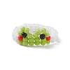 Glass Seed Braided Bead Frog Shape Finger Ring for Women RJEW-TA00052-5