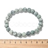 Natural Green Spot Jasper Bead Stretch Bracelets X-BJEW-K212-B-017-5