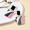 Rectangle Alloy Enamel Dangle Stud Earrings FS-WG25040-01-4