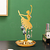 Dancer Iron Earring Display Stands with Round Tray EDIS-WH0016-019A-3