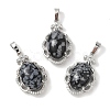 Natural Snowflake Obsidian Oval Pendants G-NH0025-15P-19-1