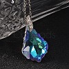 Teardrop AB Color Plated Electroplate Glass Pendant Necklaces NJEW-JN01492-3