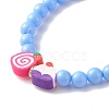 Candy Color Plastic Round Beaded Stretch Bracelet with Food Shape Polymer Clay for Kid BJEW-JB07582-6