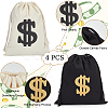 4Pcs 2 Colors Canvas Drawstring Bags ABAG-NB0001-69A-4