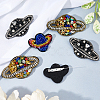 6Pcs 3 Styles Glass Rhinestone & Wool Planet Brooches JEWB-FH00040-4