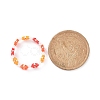 Glass Beaded Flower Wrap Stretch Finger Ring for Women RJEW-MZ00002-5