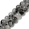 Grade A Natural Tourmalinated Quartz/Black Rutilated Quartz Beads Strands G-R494-A06-03-1