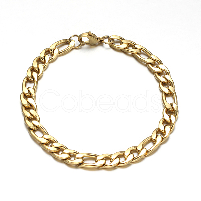 304 Stainless Steel Cuban Link Chain Necklaces and Bracelets Jewelry Sets SJEW-O065-B-05G-1