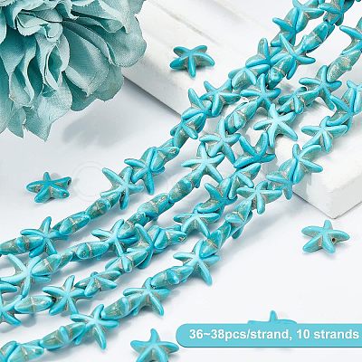 Olycraft 10 Strands Synthetic Turquoise Beads Strands G-OC0002-12-1