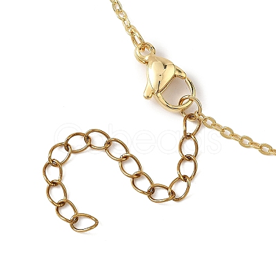 Handmade Porcelain White and Blue Floral Oval Pendant Brass Cable Chain Necklaces for Women NJEW-JN05675-1