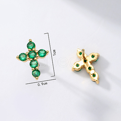 Exquisite Cross Brass Cubic Zirconia Stud Earrings LS-GX6224-1