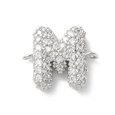 Brass Micro Pave Cubic Zirconia Letter Links KK-I717-04M-P-1