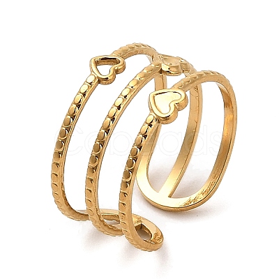 Ion Plating(IP) 304 Stainless Steel Open Cuff Ring for Women RJEW-Z015-07G-1