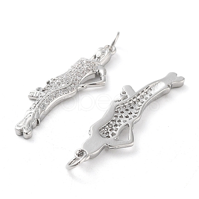 Rack Plating Brass Micro Pave Clear Cubic Zirconia Pendants KK-M280-03P-1