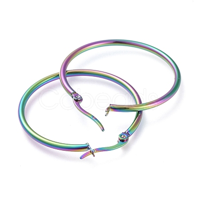 304 Stainless Steel Big Hoop Earrings X-EJEW-G260-02K-M-1