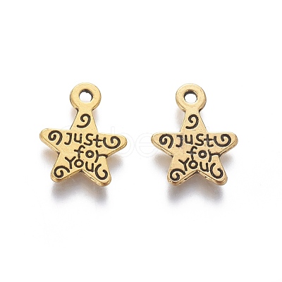 Gift Ideas for Men On Valentines Day Tibetan Style Alloy Star Carved Word Just for You Message Charms GLF1272Y-1