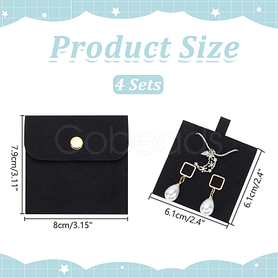 4 Sets Square Microfiber Packing Button Bags ABAG-WR0001-09C-1