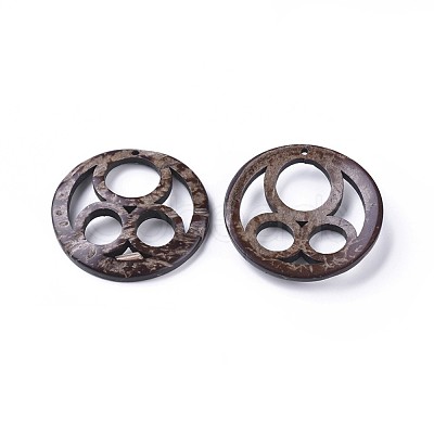 Coffee Color Flat Round Coconut Pendants X-COCO-I002-011-1