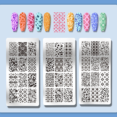 Stainless Steel DIY Nail Art Templates MRMJ-WH0092-103-1
