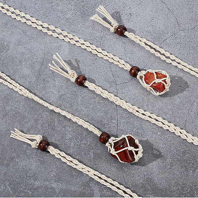 6Pcs Adjustable Waxed Cord Macrame Pouch Empty Stone Holder Necklace Making NJEW-BBC0001-08A-1