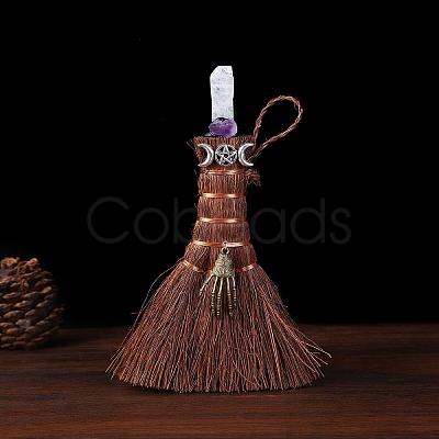 Natural Quartz Crystal Witch Brooms Pendant Decorations PW-WG0D0C3-06-1