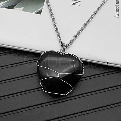 Natural Dyed & Heated Black Agate Pendant Necklaces CY8832-6-1
