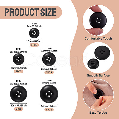 25Pcs 5 Styles 4-Hole Resin Buttons BUTT-TA0001-49-1