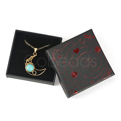 10Pcs Hot Stamping Planet Cardboard Jewelry Packaging Boxes CON-TA0001-44B-1
