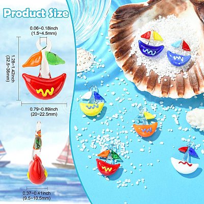 6Pcs 6 Colors Handmade Lampwork Pendants LAMP-CJ0003-03-1