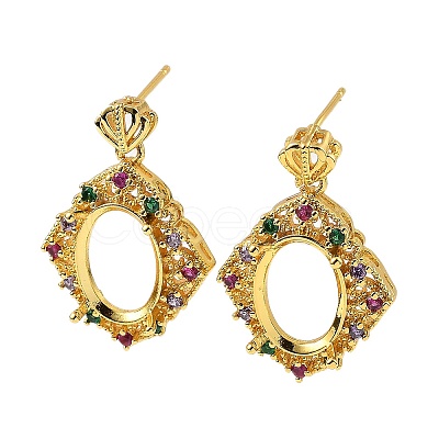 Rack Plating Brass with Cubic Zirconia Stud Earrings Finding KK-Z085-07G-1