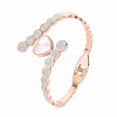Natural Shell Heart Open Cuff Bangle BJEW-N017-002RG-1