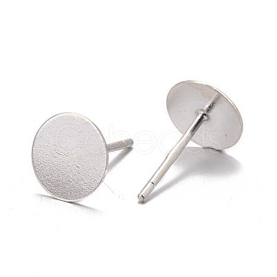 925 Sterling Silver Flat Pad Stud Earring Findings STER-K167-045F-S-1