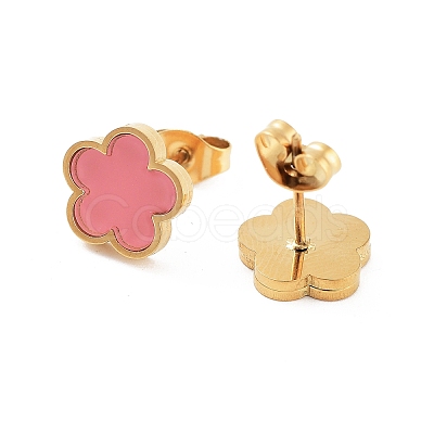 Flower Resin Stud Earrings EJEW-K281-01G-01-1