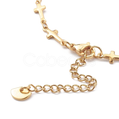 304 Stainless Steel Cross Link Chain Anklets AJEW-AN00415-1