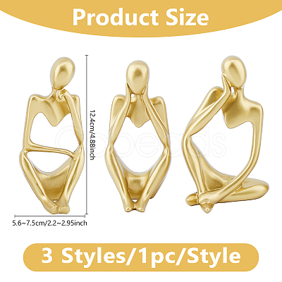 3Pcs 3 Styles Resin Abstract Thinker Display Decorations AJEW-WH0270-623B-1