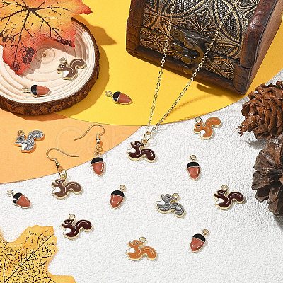 50Pcs 6 Styles Alloy Enamel Pendants ENAM-YW0008-88-1