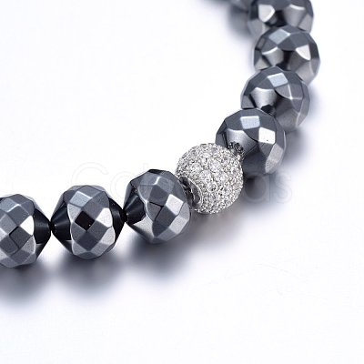 Non-magnetic Synthetic Hematite Beaded Stretch Bracelets BJEW-H584-05-1