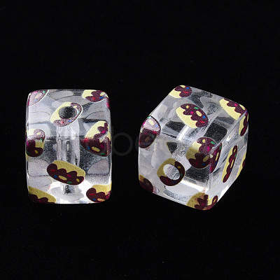 Transparent Printed Acrylic Beads MACR-S374-09A-01-1