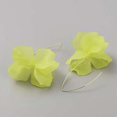 Acrylic Flower Dangle Earrings EJEW-WH0009-30B-1