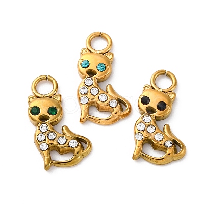 304 Stainless Steel Rhinestone Pendants STAS-I331-09G-1