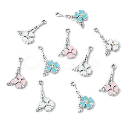 10Pcs Rack Plating Alloy Rhinestone Pendants FIND-YW0008-91A-1