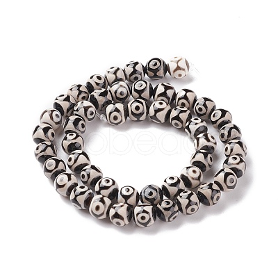 Natural Tibetan 3-Eye dZi Agate Beads Strands G-F354-07-1
